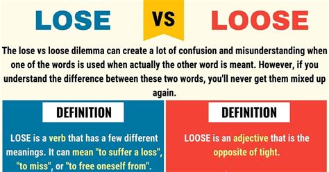 LOSE Vs LOOSE: How To Use Loose Vs Lose In English - 7 E S L 