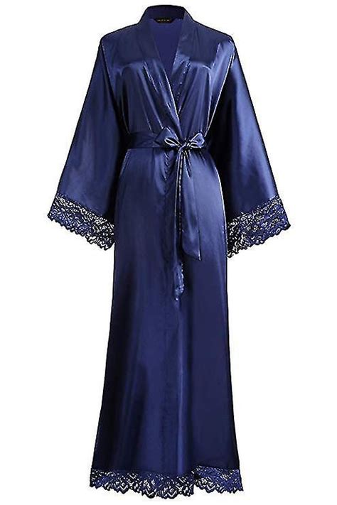 Kvinder Sexet Lang Kimono Kjole Blonde Badekåbe Lingerie Kjole Ice Silk Natkjole Ensfarvet