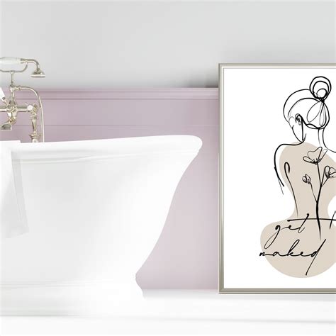 Female Line Art Print Get Naked Wall Art For Bathroom Abstract Woman Art Boho Woman Art Print