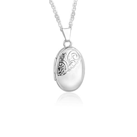 Silver Engraved Oval Locket Necklace Silver From Avanti Of Ashbourne