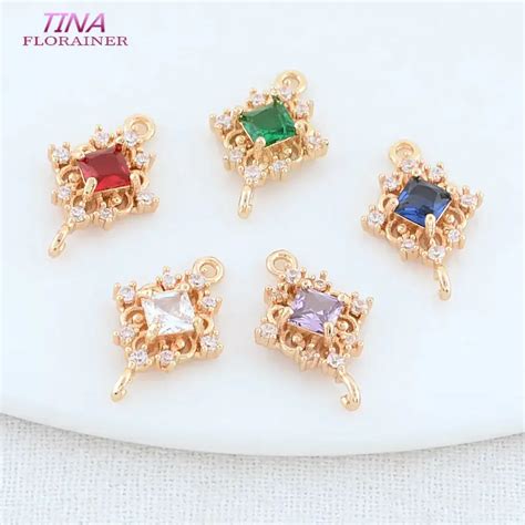 Латунные подвески в форме ромба с 2 отверстиями, 11 х17 мм | AliExpress