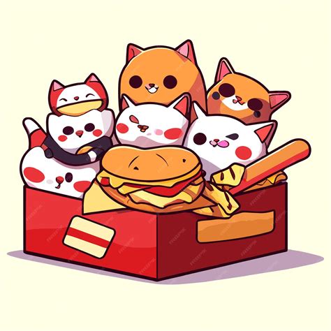 Premium Vector Fast Food Cat A Box Of Cute Nuggets That Are Shap