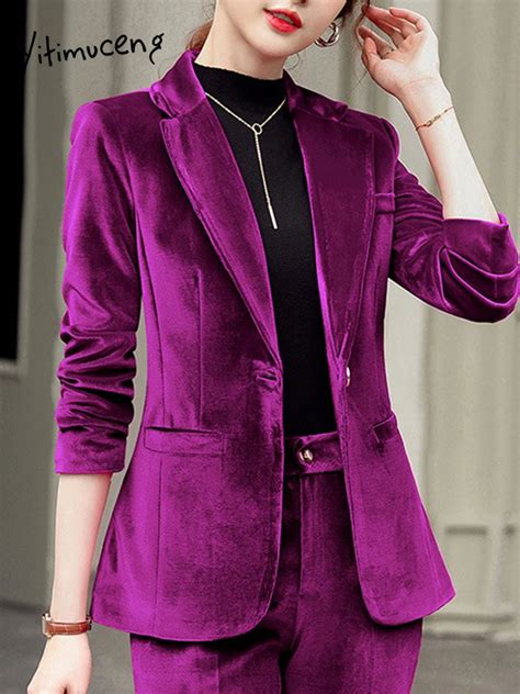 Yitimuceng Blazer For Women Solid Suit Collar Slim Long Sleeve Single