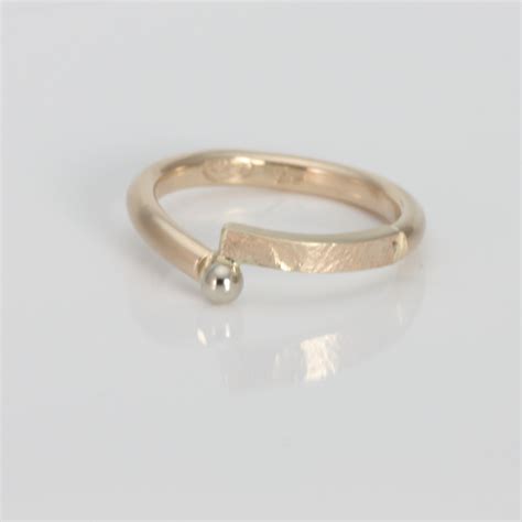 Yellow And White Gold Textured Ring Handcrafted Art Jewelry By Anne