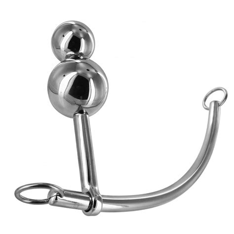 Stainless Steel DuoSphere Anal Plug And Bondage Hook Leather64TEN