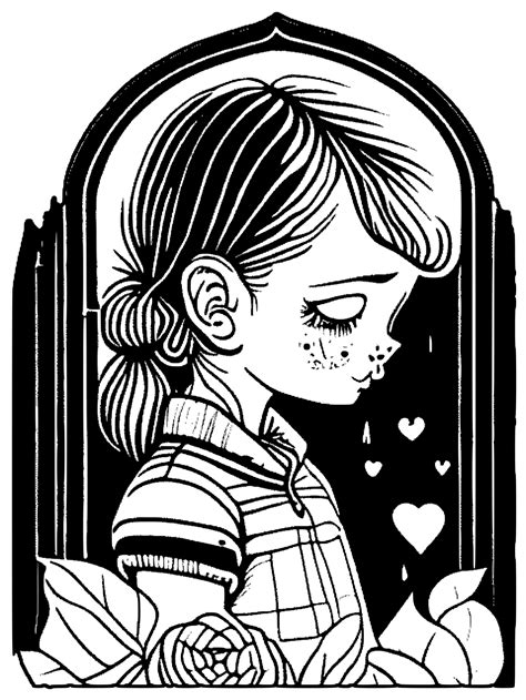 Sad Girl And Broken Mirror Coloring Page Creative Fabrica