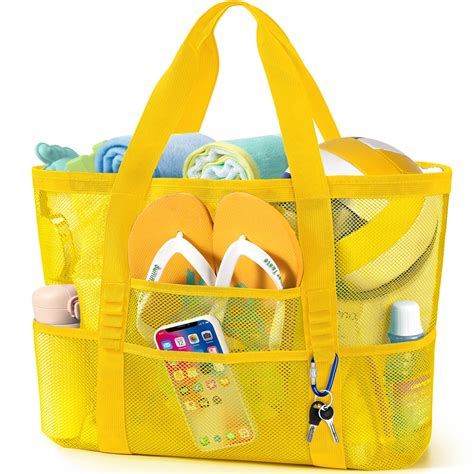 KPX Mesh Beach Bag for Women Large Foldable Waterproof Sandproof Swim