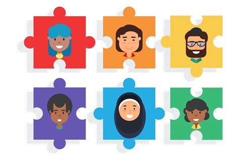 Diverse team on puzzle, diversity and teamwork 2272966 Vector Art at ...