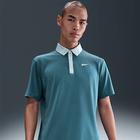 blue dri fit placketed polos nike sg