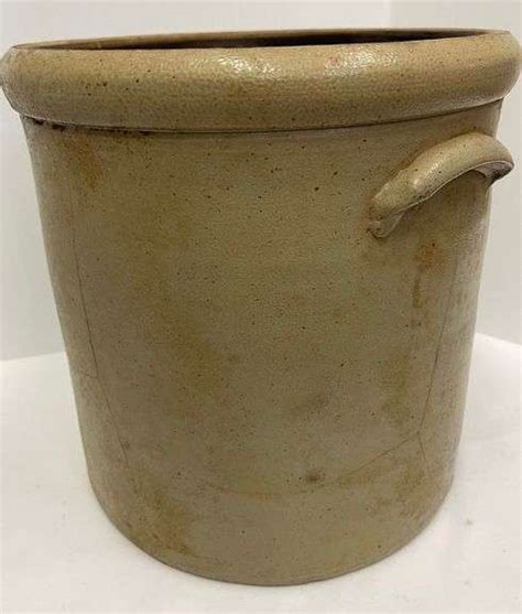 4 Gallon Salt Glaze Open Crock No Shipping Creamer Auction