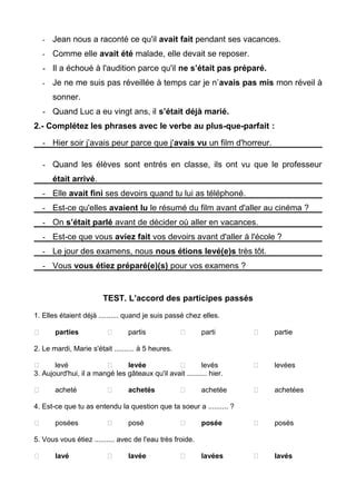 Le Plus Que Parfait Corrige Pdf