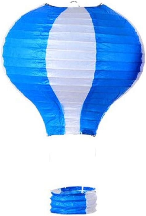 Pack Of Stripy Hot Air Balloon Paper Lantern Wedding Party Decoration Craft Lamp Shade Blue
