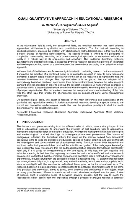 Pdf Quali Quantitative Approach In Educational Research