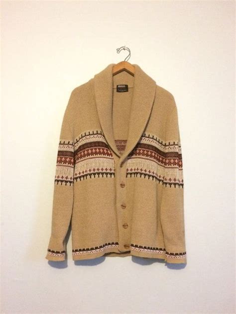 Vintage Southwestern Print Cardigan Sweater 80s Tan Brown Etsy