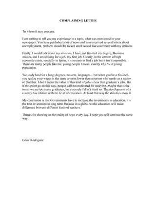 Complaining Letter PDF