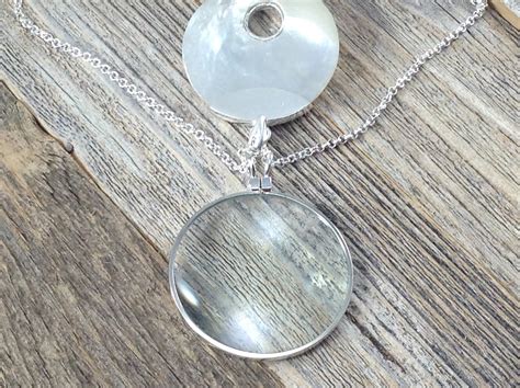 Magnifying Glass Necklace With Mother Of Pearl And Sterling Silver