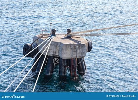 Many Ropes On Concrete Mooring Platform Stock Photo Image 57356424