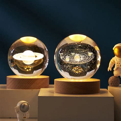 Astronomy 3d Solar System Crystal Ball With Led Lighting Sphere Stand