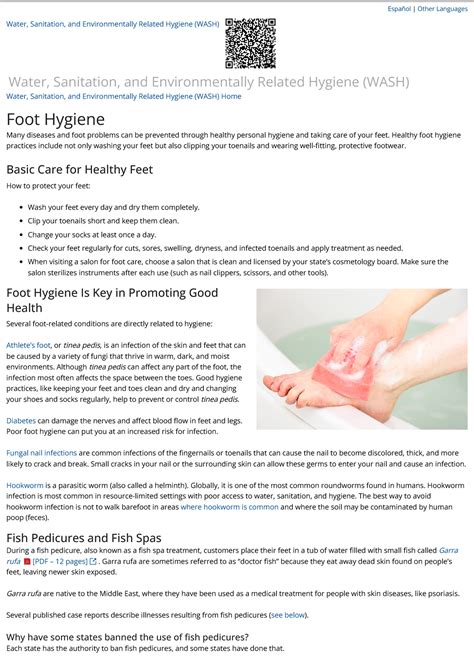 Foot Hygiene CDC - Español | Other Languages Water, Sanitation, and