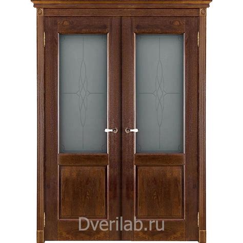Межкомнатная двустворчатая дверь массив дуба ОКА Селена античный орех ...