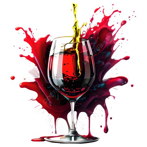 Wine In Glass With Color Splash Wine Glass Paint Splashes Drinks PNG