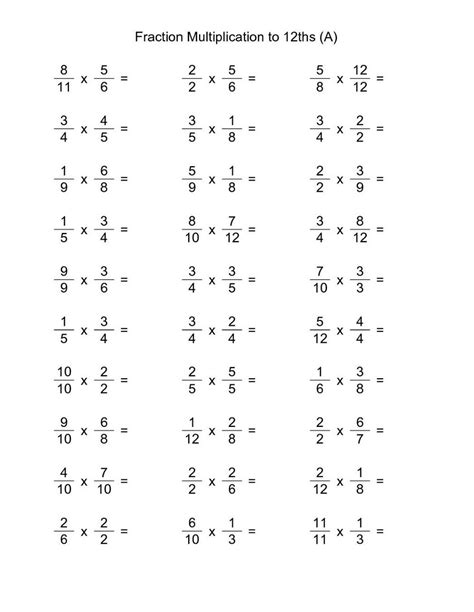 Sixth Grade Fractions Worksheets Grade 6