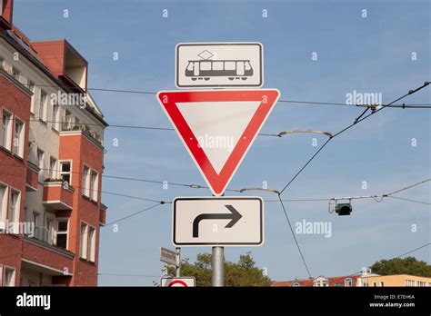Give Way Sign Tram Berlin Germany Stock Photo Alamy