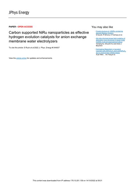 (PDF) Carbon supported NiRu nanoparticles as effective hydrogen ...