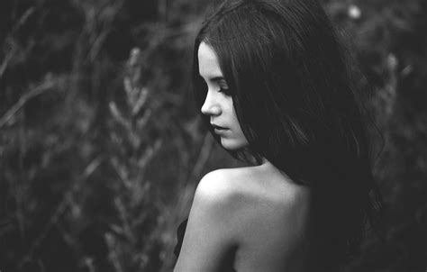 Wallpaper Girl Black White Brunette Black And White Monochrome Xenia Kokoreva Kseniya