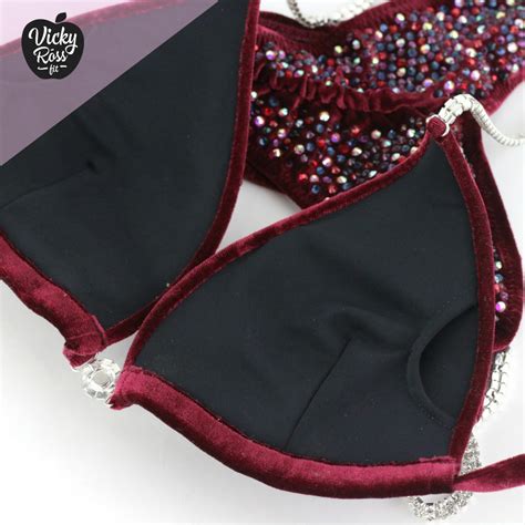 Cranberry AB Designer Bikini Bodybuilding Crystal Suit Vicky Ross Fit
