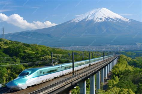 premium photo highspeed bullet train passing mount fuji iconic scenic