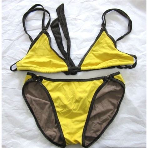 Pilyq Swim Sample Pilyq S Yellow Black Triangle Top Bikini Swim Bottoms 98792 Poshmark