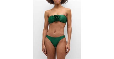 Zimmermann Waverly Flower Bandeau Bikini Top In Green Lyst