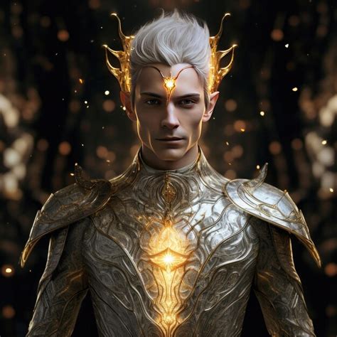 Premium AI Image | The Celestial Knight A Mesmeric Rhapsody of Gold and ...
