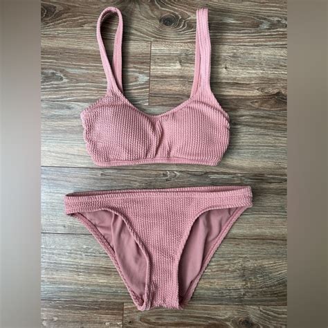 Time And Tru Swim Time And Tru Pink Blush Ribbed Bikini Swimsuit