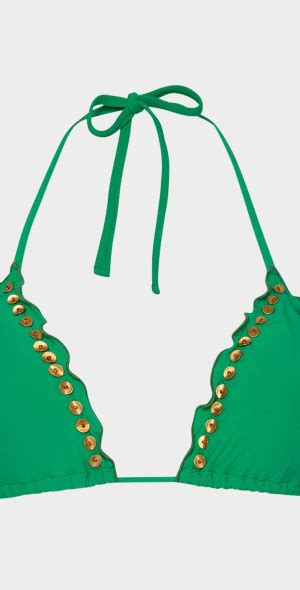 Pq Swim Embroidered Lettuce Edge Triangle Bikini Top