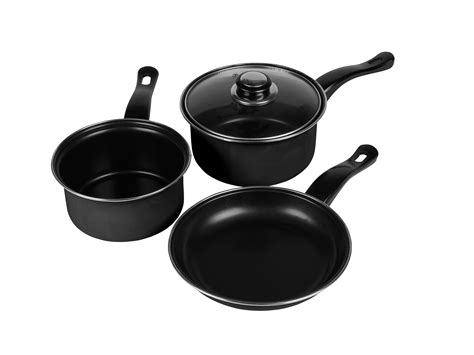 3 Piece Urbn Chef Carbon Steel Non Stick Pots And Pans Saucepan Lid