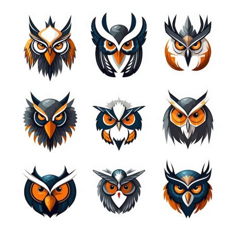 premium ai image owl logos collection set  isolated owl logos