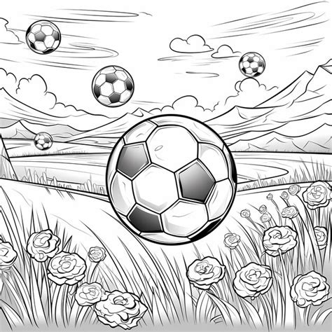 Cartoon Soccer Spectacular Coloring Book Full Of Flying Soccer Balls
