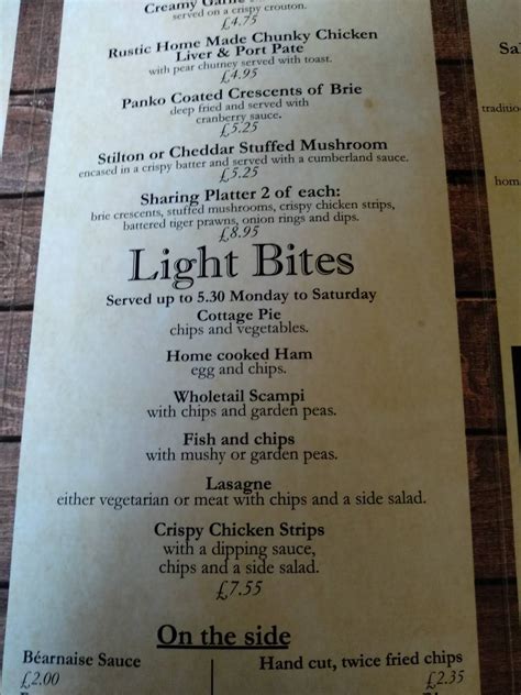Menu At Yarborough Arms Pub And Bar Ulceby