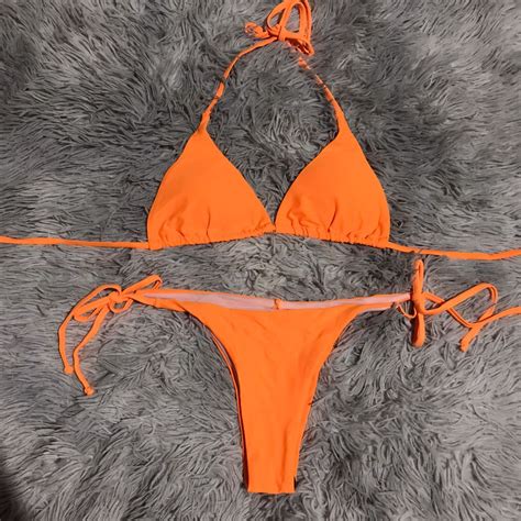 Neon Orange Bikini Swimsuit On Carousell