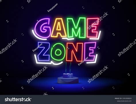Game Zone Logo Vector Neon Game Stock Vector Royalty Free 2281908829