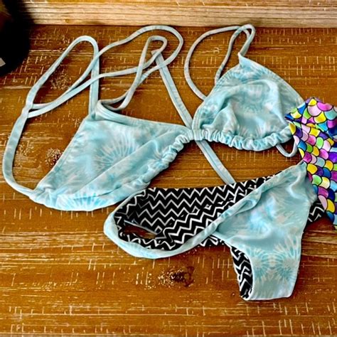 Moana Bikini Swim Moana Blue Tie Dye Reversible Bikini Poshmark