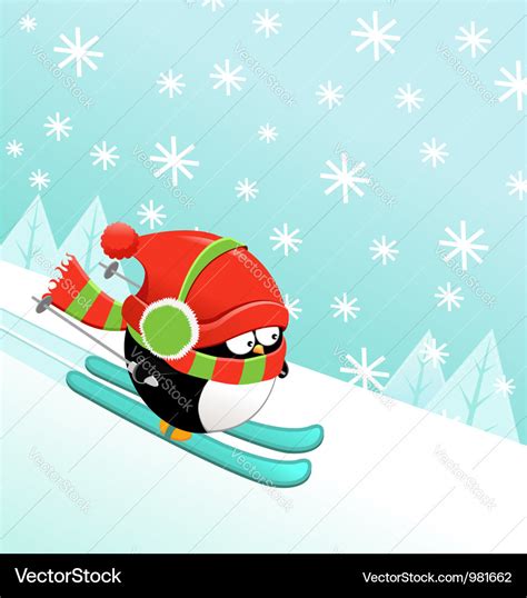 Skiing Penguin Royalty Free Vector Image VectorStock