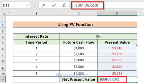 how to calculate present value of cash flows