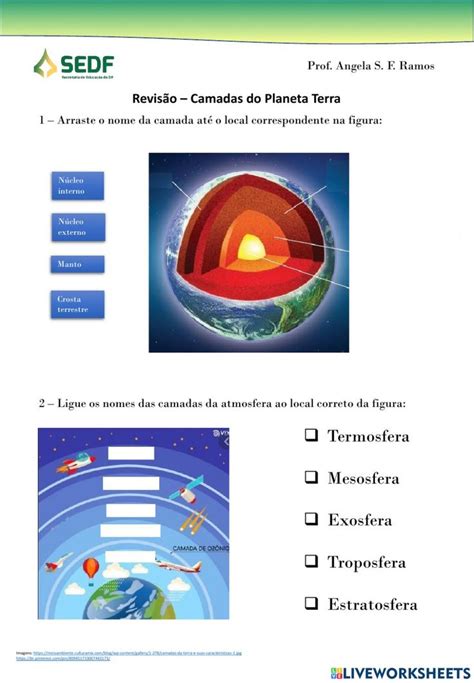 Camadas Do Planeta Terra Interactive Worksheet Online Activities Interactive School Subjects