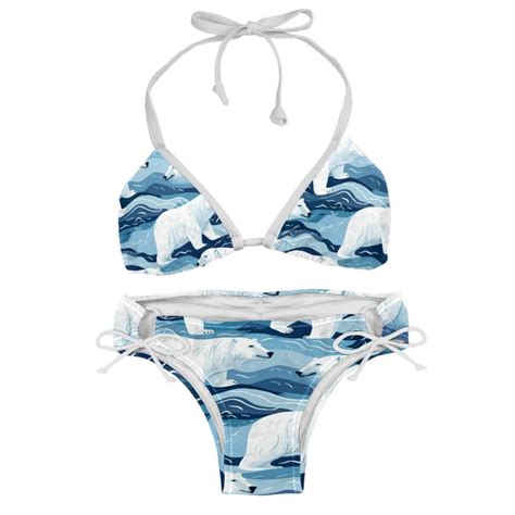 Polar Bear Swim Wear Bikini Set With Detachable Sponge Adjustable Strap Two Pack For
