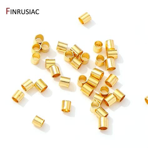 Латунные золотые бусины с обжимными концами 200 шт | AliExpress