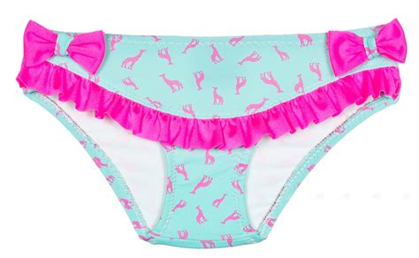 Carmencita Girls Aqua Green Fuchsia Giraffe Print Bikini Bottoms