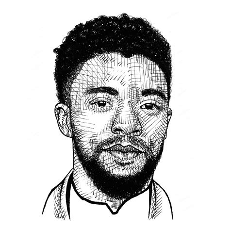Chadwick Boseman Ink Portrait Behance